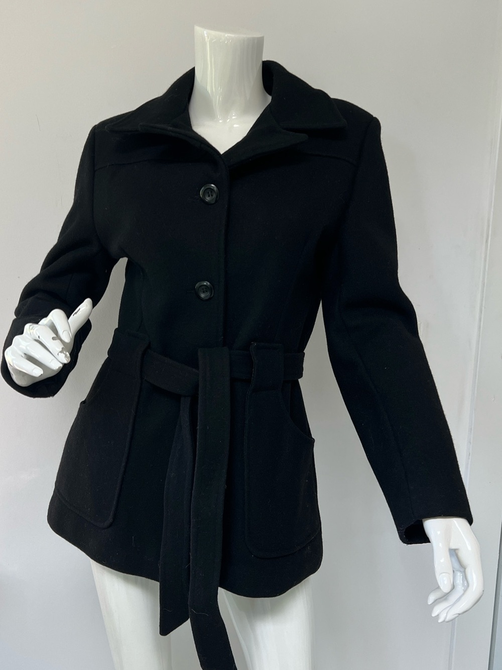 Y2K Black Women's Wool-Blend Coat Jacket Made in Canada  Gothic steampunk style